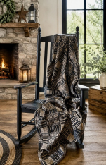 WINDHAM BLACK/TAN THROW *NEW*